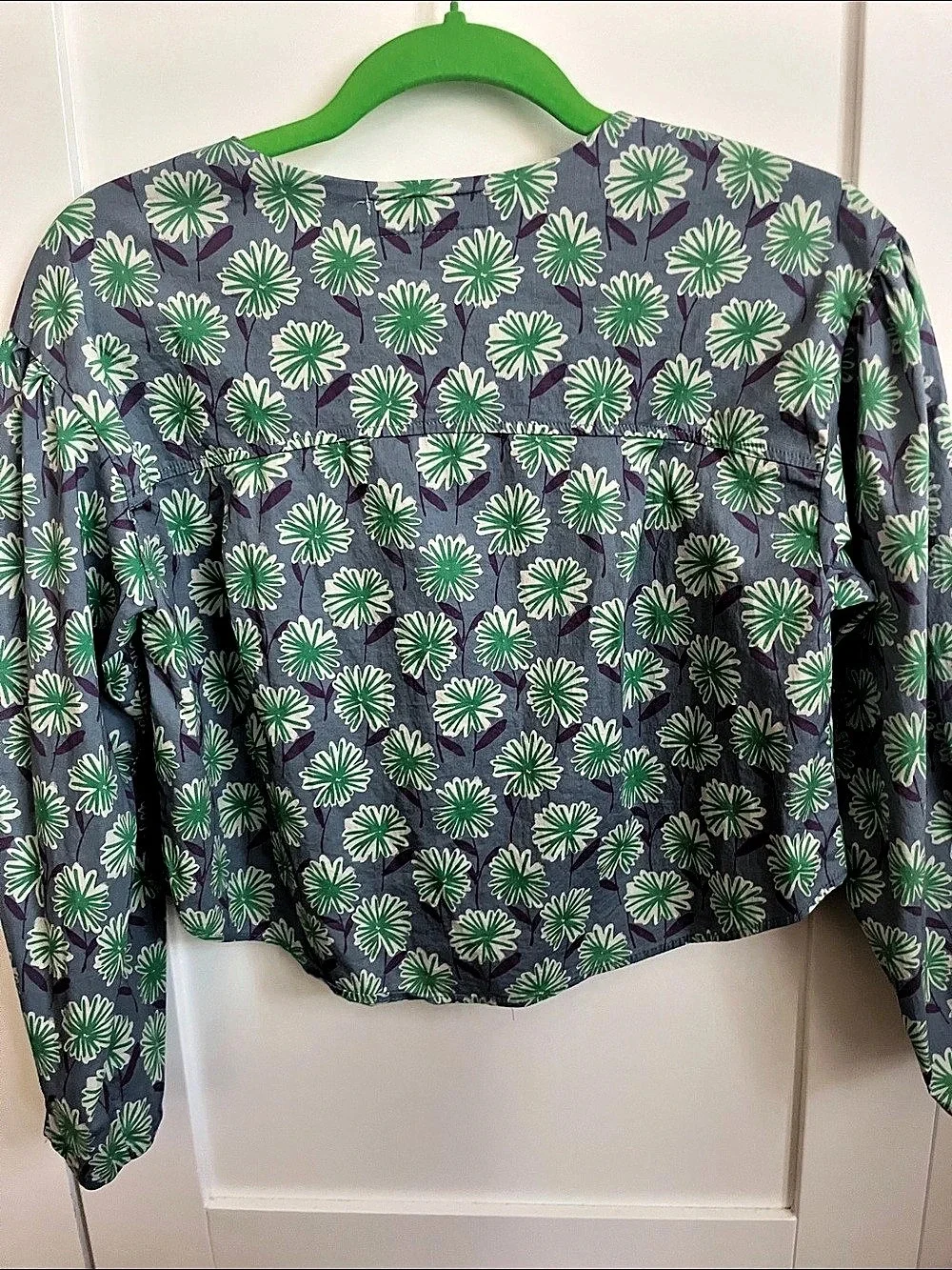 Zara Floral Blouse Green & Gray Girls 11-12Y Like New